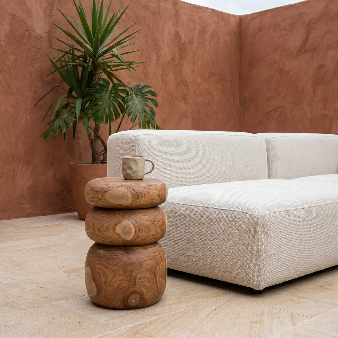 Kruk Fleillos Teak Beige - Afbeelding 6