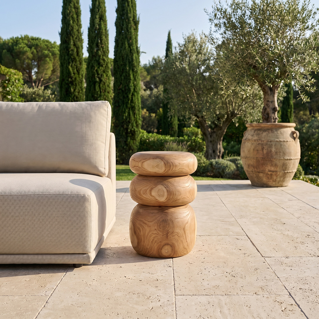 Kruk Fleillos Teak Beige - Afbeelding 7