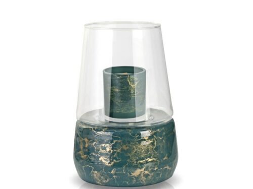 Geurlamp Conwy Groen met groene marmerstructuur, glas en verfijnde, rustige uitstraling