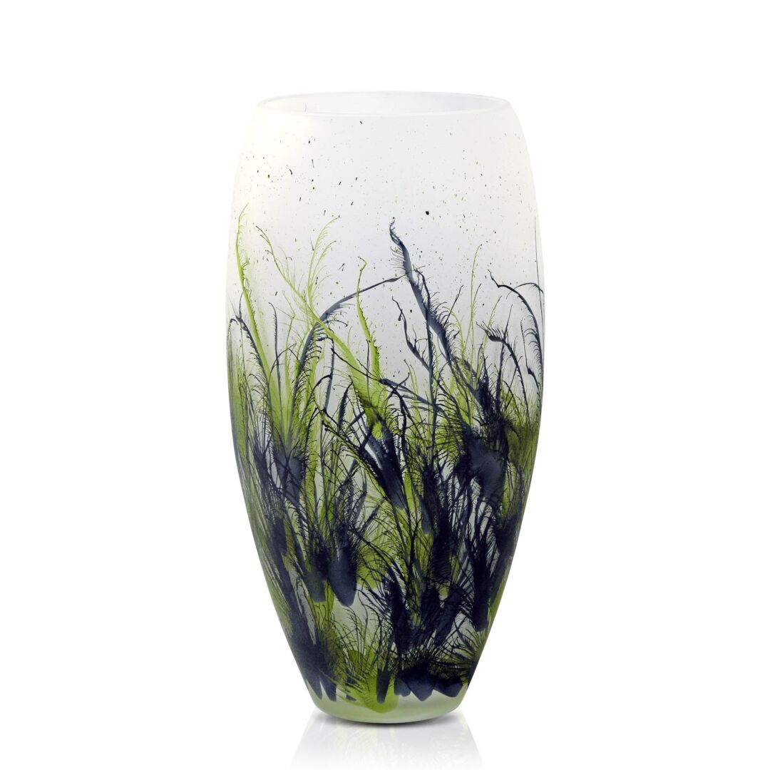 Vaas Nutira Naturel H38 cm glazen vaas met zachte aardetinten, subtiele marmerstructuur en tijdloze vorm