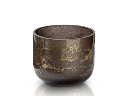 Vaas Skeirdona marmer bruin H10 cm, handgemaakt glas met warme bruin-goudtinten en luxe uitstraling