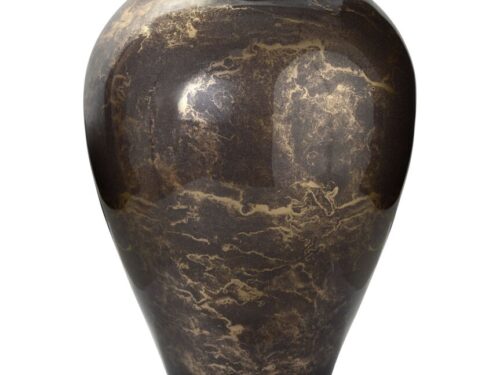 Vaas Pildane Marmer Goud H27 cm, handgeblazen glas met mokka- en goudkleurig marmerdessin
