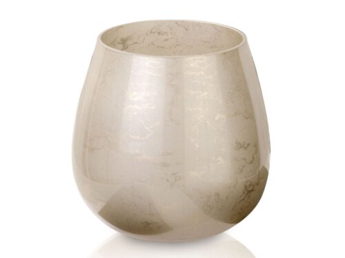 Vaas Leentis glas beige H25 cm met mondgeblazen marmerlook en elegante champagnegloed