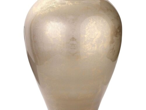 Vaas Vannes glas beige H27 cm met glanzende marmerstructuur en mondgeblazen afwerking