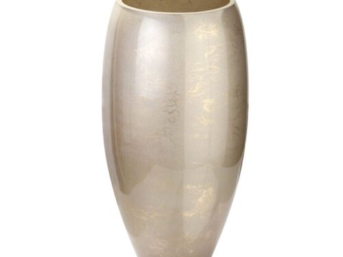 Vaas Rival glas beige met elegante marmerlook en warme champagneglans, handgemaakt en mondgeblazen