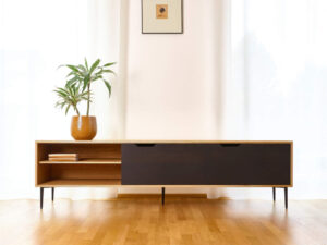 TV-meubel Graskel Zwart 200 cm
