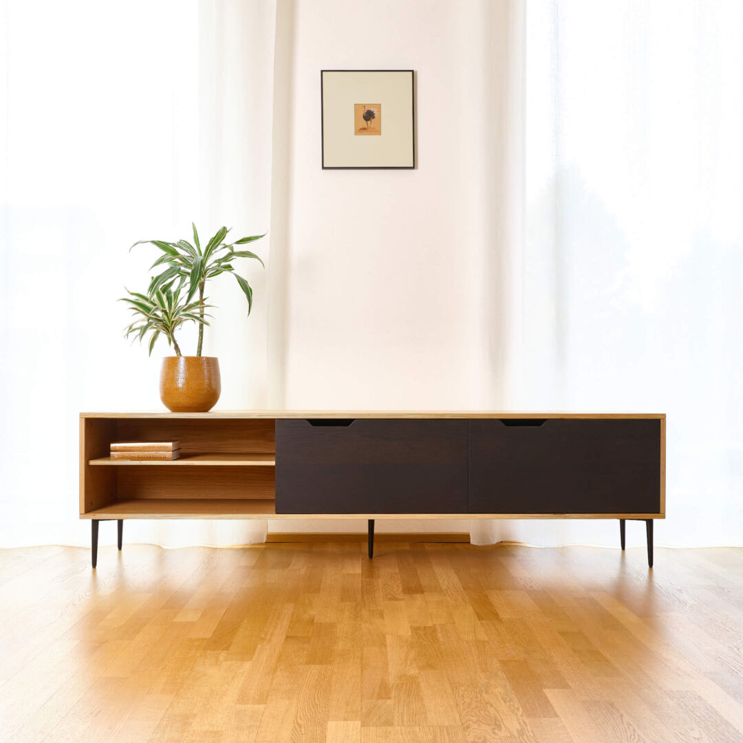 TV-meubel Graskel Zwart 200 cm