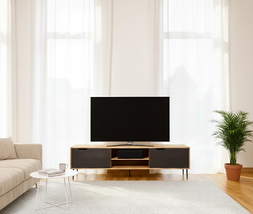 TV-meubel Graskel Zwart 200 cm - Afbeelding 2