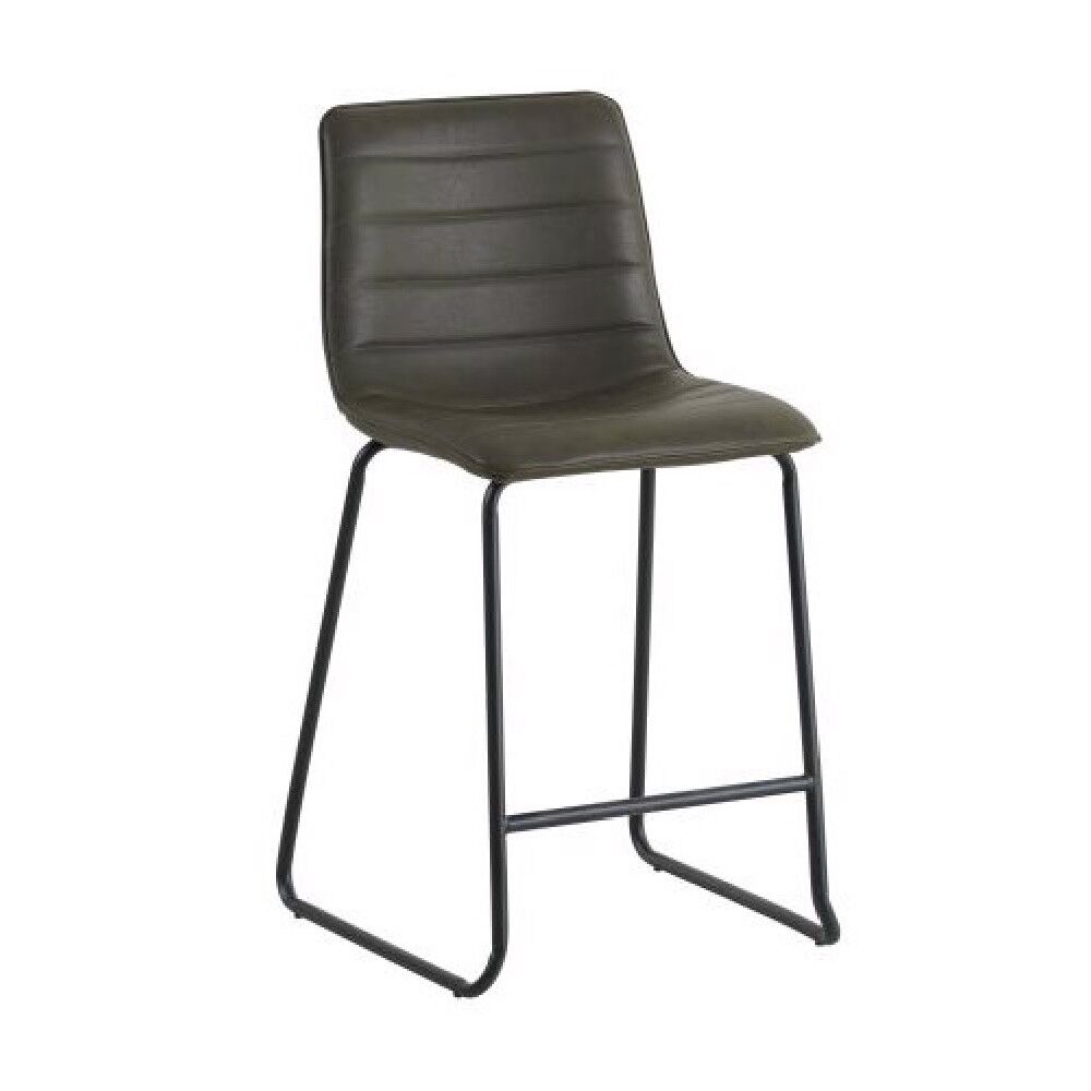 Barkruk Sliendis Zwart met PU-bekleding, stevige rugleuning en zwart metalen frame