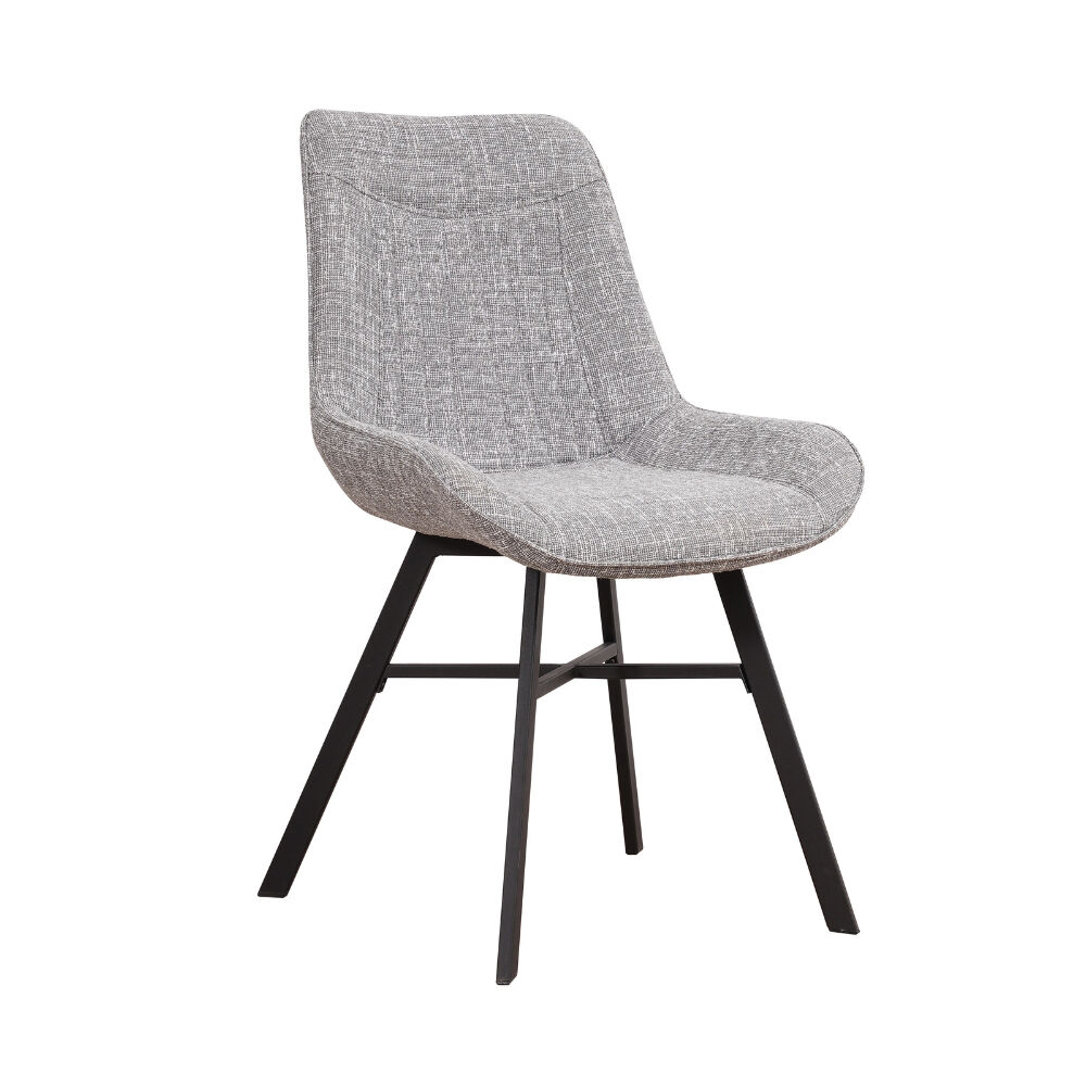 Stoel Fiendano Chenille Grijs met comfortabele zitting en zwart metalen frame