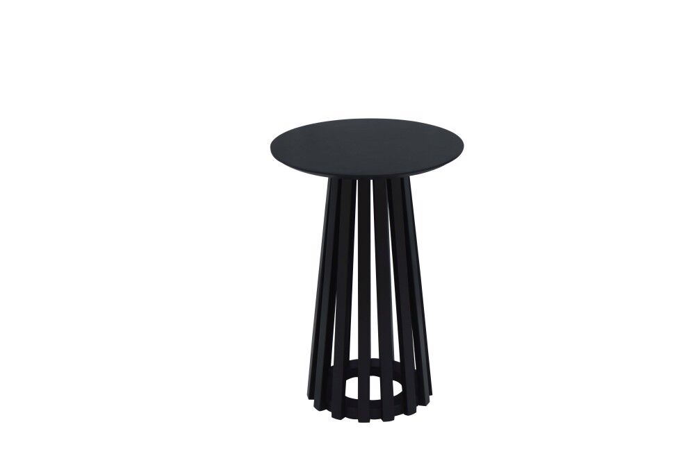 Salontafel Broolven Zwart 58 cm met ronde bovenkant en elegant spijlenonderstel in zwarte afwerking