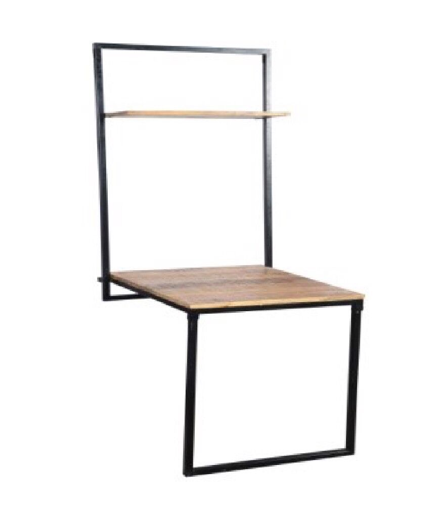 Sidetable Zeiltund met massief mangohouten blad en geborsteld stalen frame, opklapbaar design voor extra ruimte