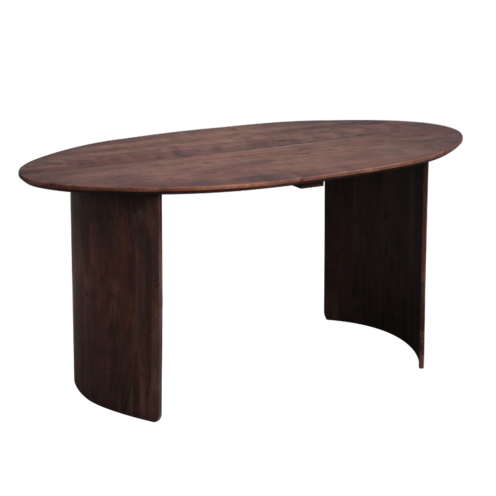 Ovale Loossum eettafel 160x90 cm in walnootkleur acaciahout met stevige 2,5 cm dikke poten