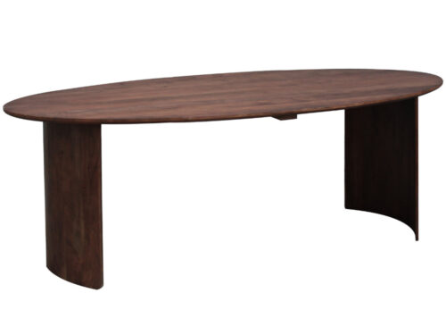 Eettafel Hauntin 240x110 cm, ovale walnoothouten tafel van acaciahout met stevige dikke poten en blad
