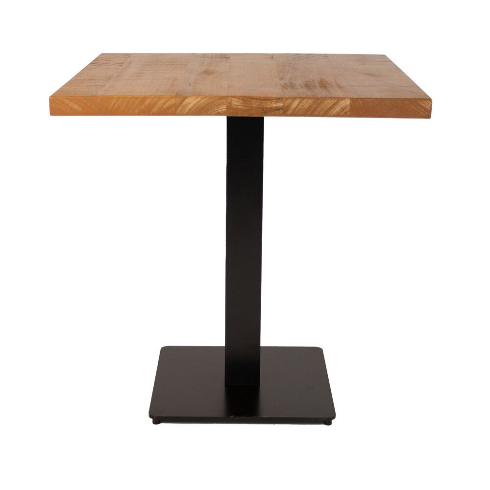 Tafel Siedy Zwart met massief mangohouten blad en zwart gepoedercoat stalen onderstel