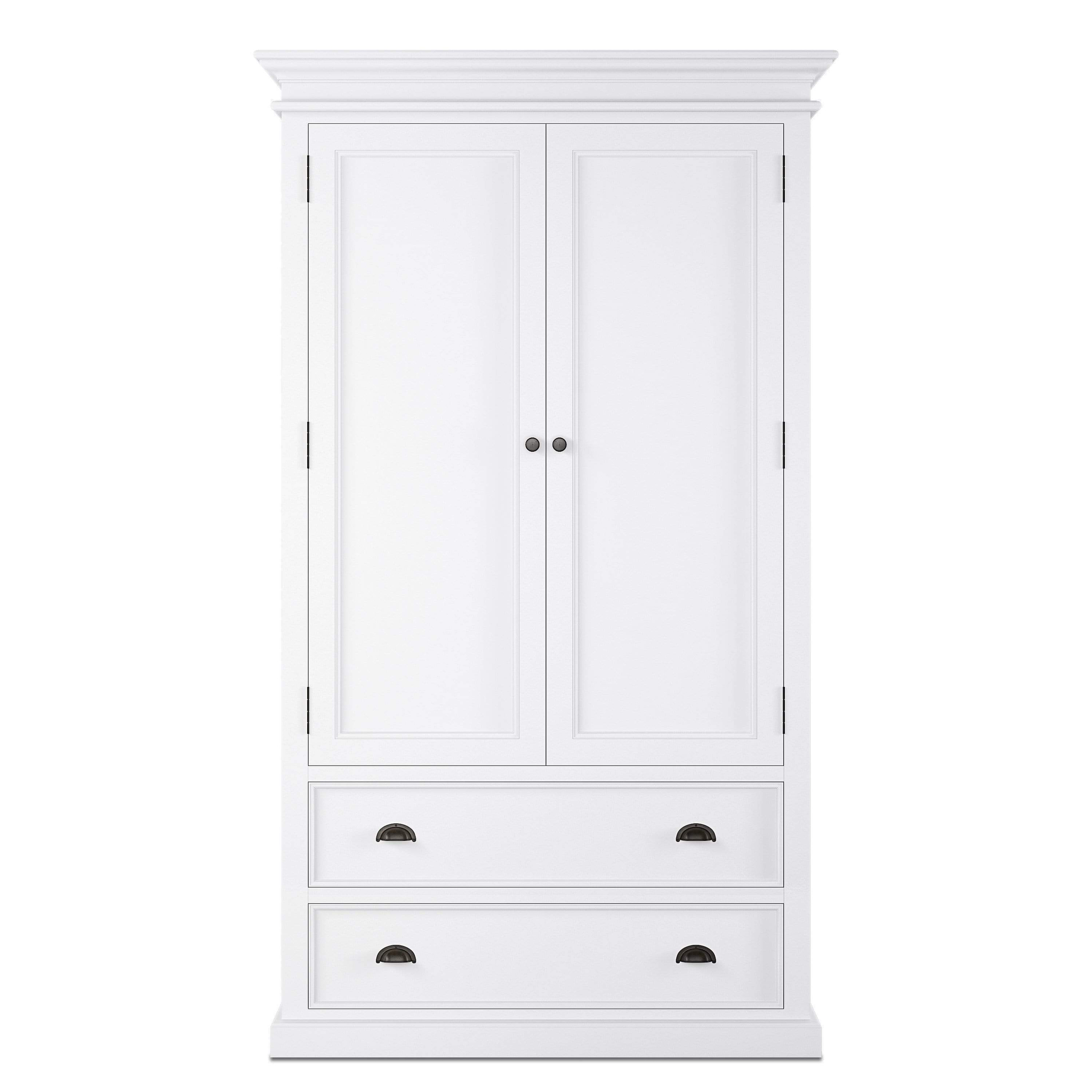 Witte Kledingkast Cordoba met dubbele deuren en twee lades in strak MDF-design