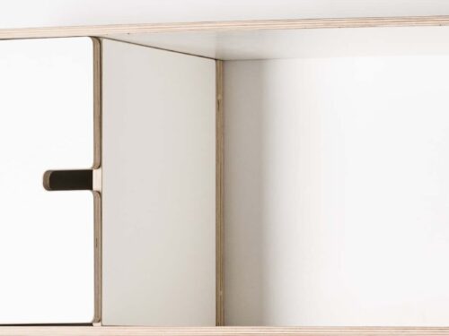 Wandplank Vaandond Wit 140 cm met HPL afwerking, open vakken en ruimte voor boeken en accessoires