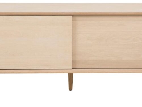 Dressoir Preerine Wit 180 cm met eikenfineer, vier lades en één deur in een lichte Scandinavische stijl