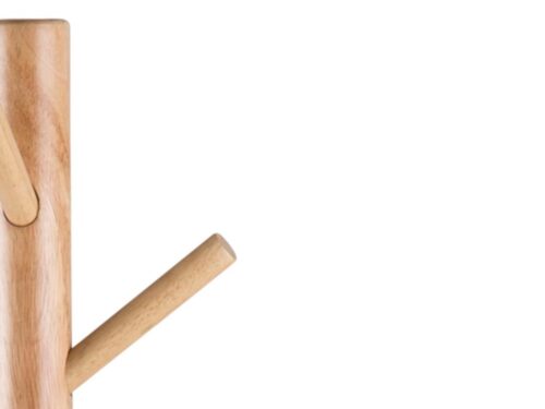 Jashanger Jiermon Naturel van rubberhout met gelakte afwerking en minimalistische haken