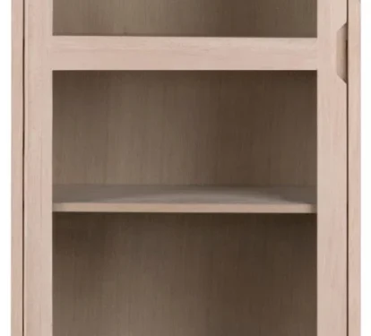 Displaykast Slauldak Wit 72 cm met glazen deur, 2 lades en lichte Scandinavische eikenlook