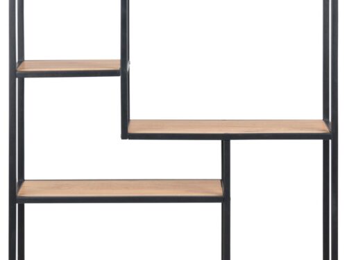 Wandplank Flemmaro MDF 75 cm met matzwart frame en drie planken in mat wilde eik