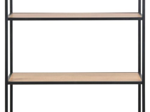 Boekenkast Stillas Naturel 77 cm met mat zwart frame en vijf houten planken
