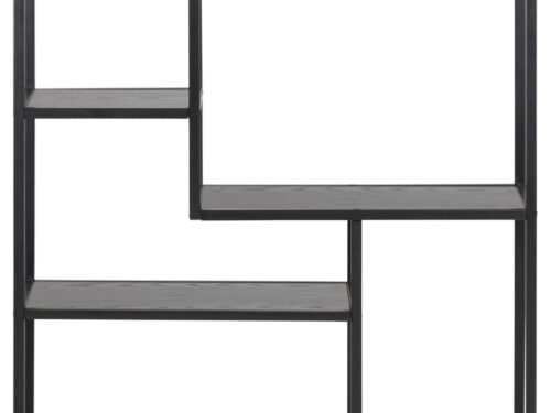 Wandplank Maldol MDF 75 cm met mat zwart stalen frame en drie aszwarte planken