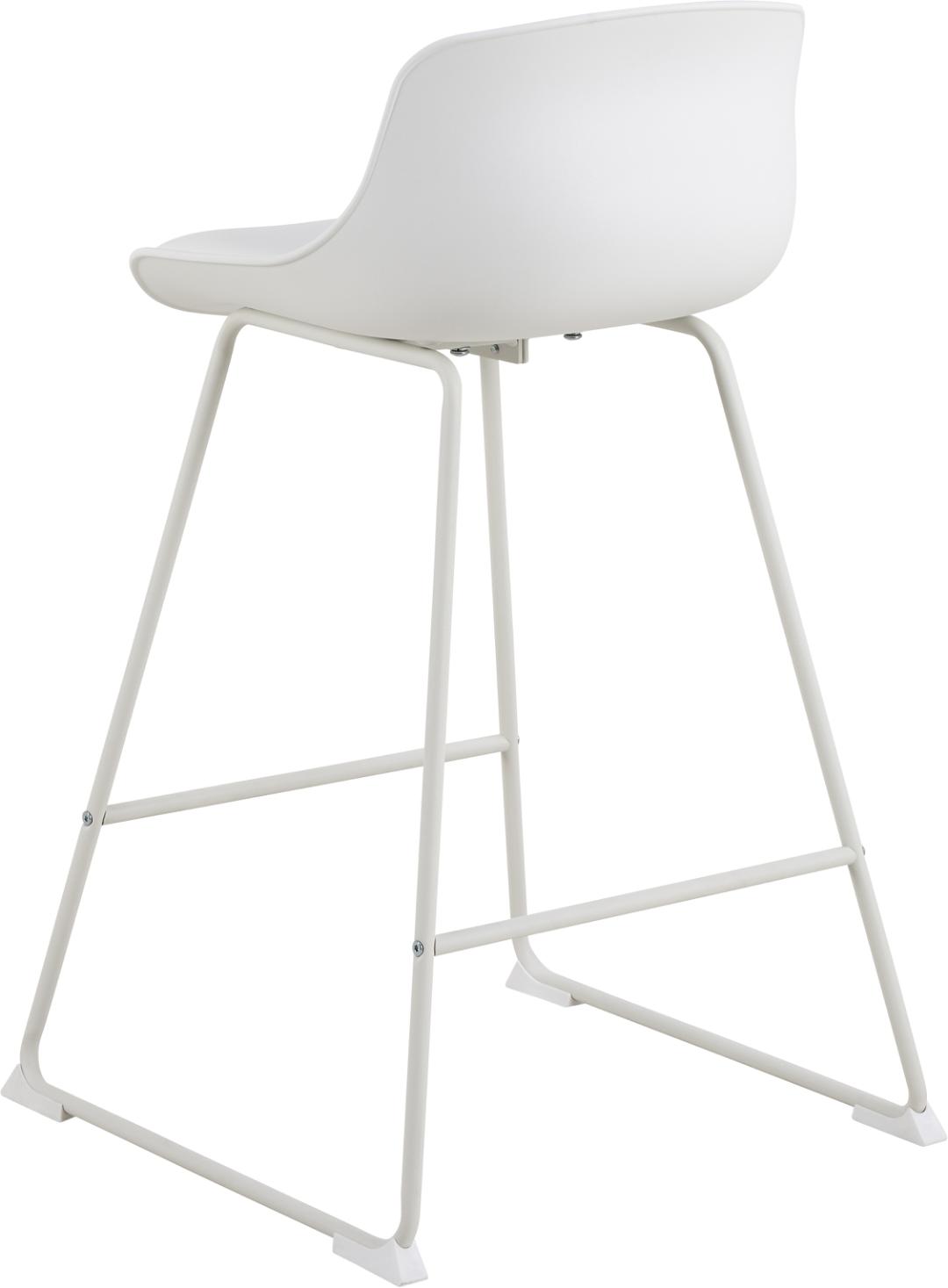 Barkruk Slauronte kunstleer wit met modern design, gebogen zitting en slank metalen frame