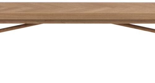 Bank Huve Hout Naturel, driezits houten bank met mat eiken afwerking en slank, rustig design