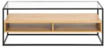 TV-meubel Greilu Transparant 120 cm met glazen blad, matzwart stalen frame en wild eiken plank
