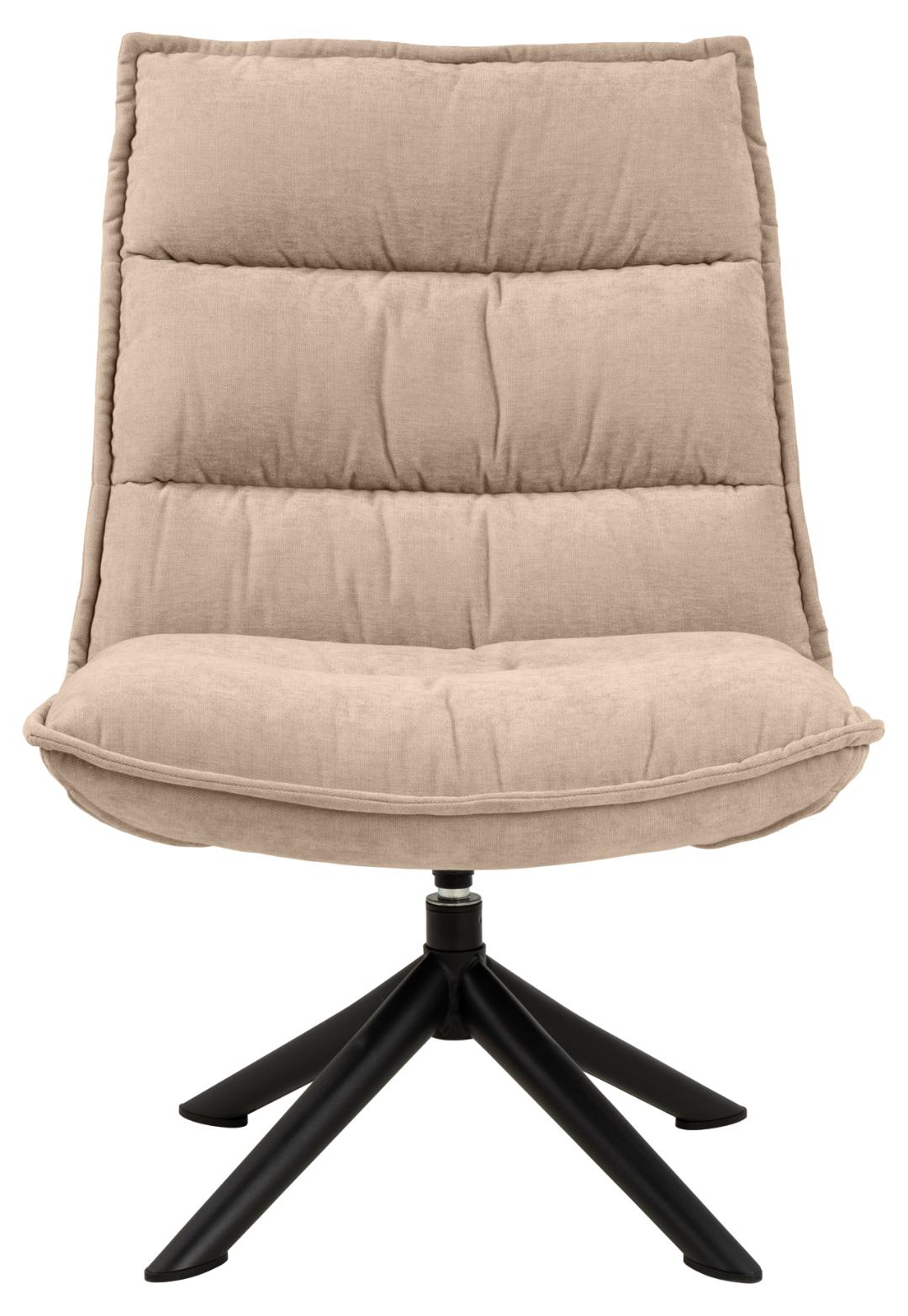 Fauteuil Granos Beige met zachte bekleding en matzwarte stalen viersterpoot
