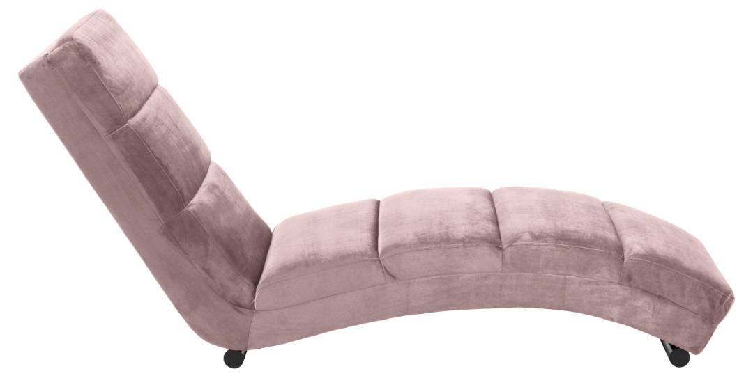 Chaise longue Halino oudroze Vic stof met elegante gebogen vorm en stevige, comfortabele zitting