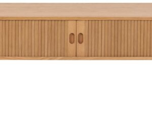 TV-meubel Beemand Naturel 140 cm met eikenfineer, afgeronde hoeken en lamellenpaneel in warme houtkleur