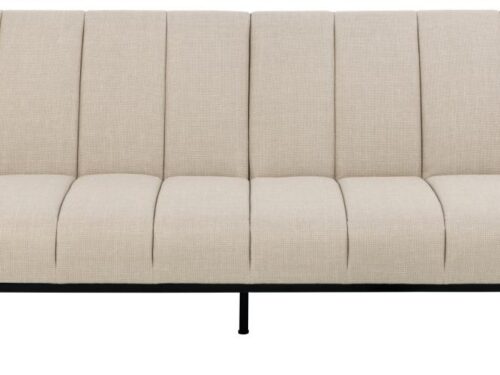 Slaapbank Brielvino beige met Basel stof, verstelbare rugleuning en matzwarte stalen poten