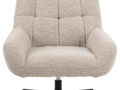 Ruststoel Traulvy beige Monza stof met comfortabele armleuningen en matzwarte 4-sterren stalen voet