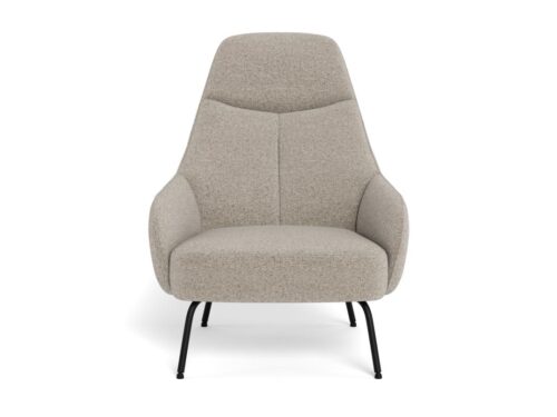Ruststoel Worms Beige relaxfauteuil met zachte Alea stof en matzwarte stalen poten
