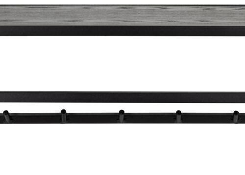 Kapstok Jaalver staal 77 cm, matzwart met aszwarte plank en 7 haken voor jassen en tassen