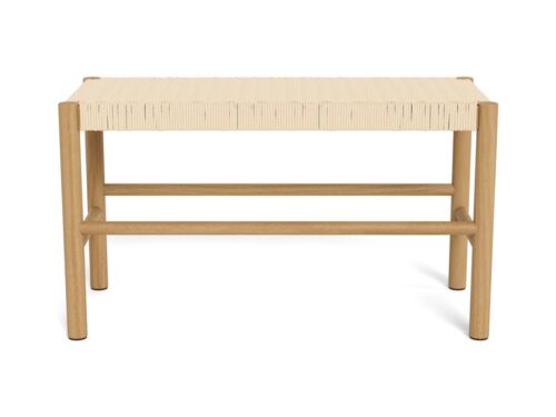Bank Klovund hout wit met gebroken wit vlechtwerk en grenen frame, Scandinavische stijl