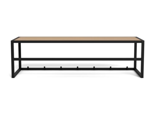 Kapstok Roontel staal 77 cm met matzwarte frame en plank in mat wilde eik, zeven haken für halorganisatie