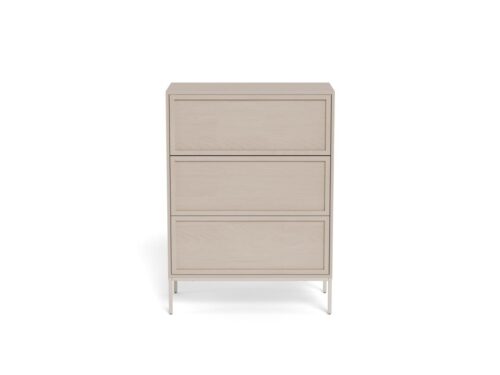 Ladekast Bauvas grijs 80 cm met 3 lades en slanke stalen poten