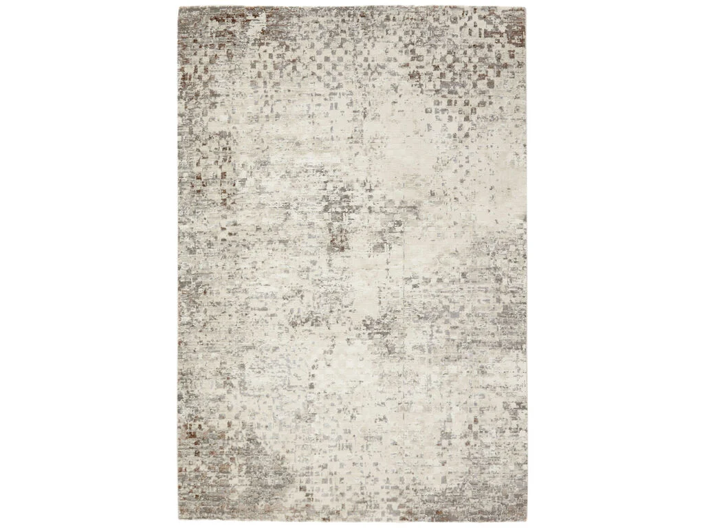 Vloerkleed Londira 350x250 cm in rustige beige tint, dicht geweven met subtiele structuur en abstract patroon