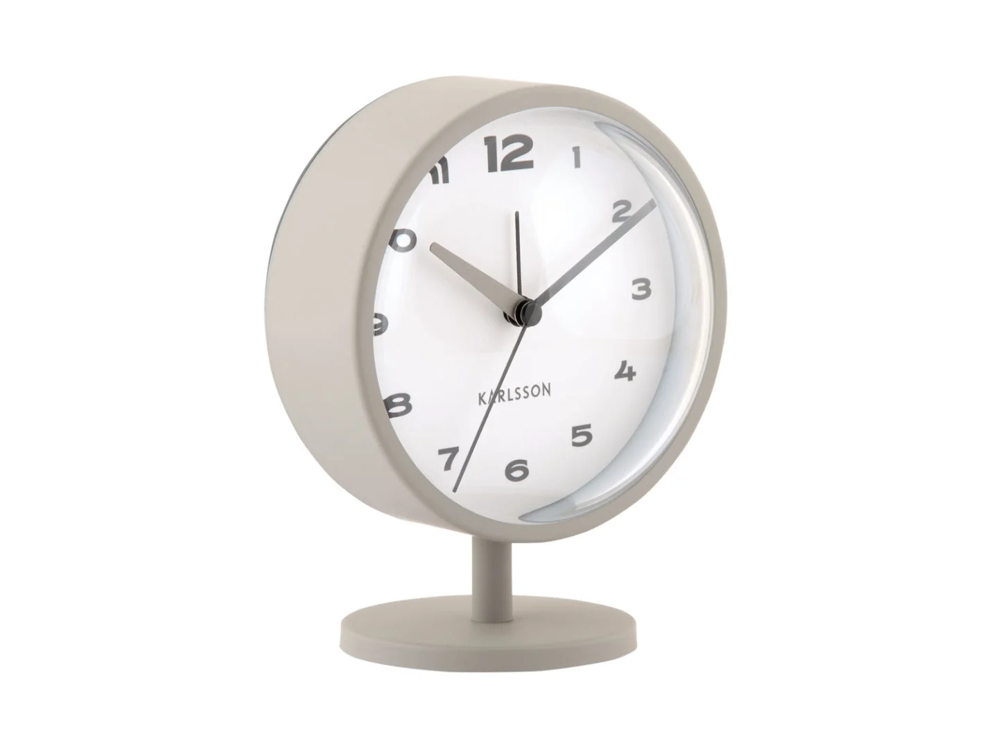 Wekker Meemura donkergrijs met dome lens, strakke wijzerplaat en moderne Karlsson-stijl