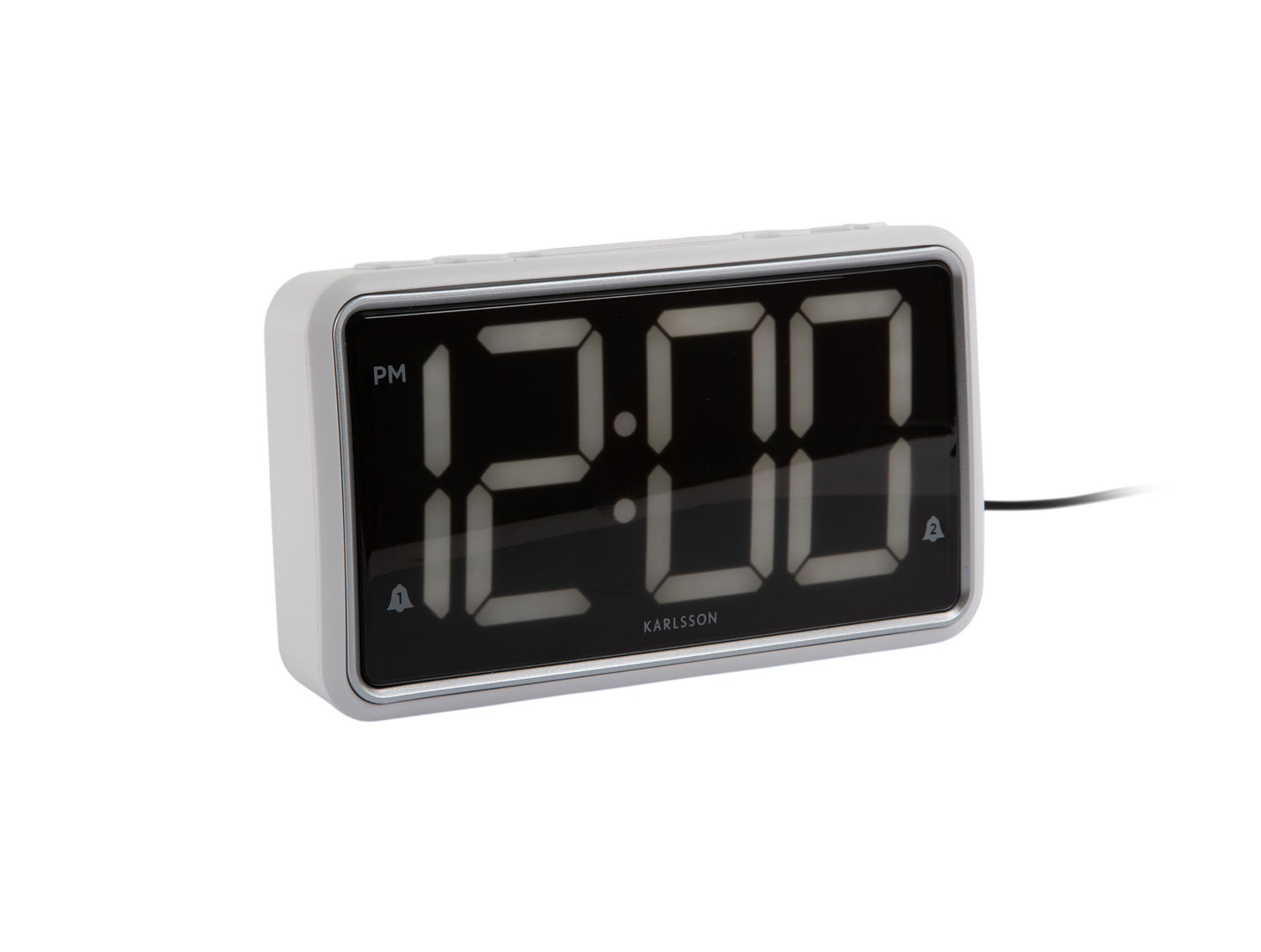Wit Karlsson Koonnira retro wekker met groot digitaal display en compacte vormgeving