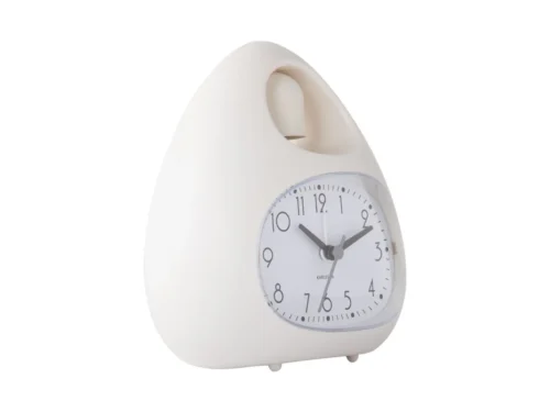 Wekker Dakum Wit van Karlsson, compacte witte designwekker met speelse, unieke vorm voor nachtkastje of bureau