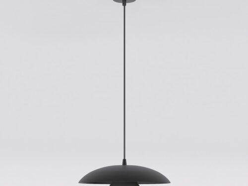 Hanglamp Flakin Zwart met brede koepel, verstelbare hoogte en strak gepoedercoat staal in Scandinavische stijl