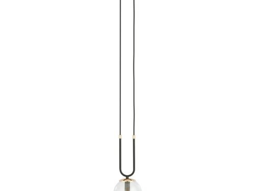 Hanglamp Naukino zwart Ø14 cm met transparante glazen kap en verstelbare hoogte