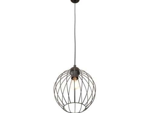 Hanglamp Deilora Zwart Ø24 cm met verstelbare hoogte en industrieel draadrooster in zwart staal