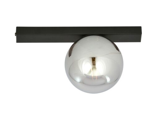 Plafondlamp Proorren Zwart Ø14 cm met grafiet glazen kap en strak zwart gepoedercoat staal