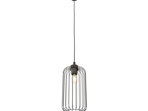 Hanglamp Thorn Zwart Ø16 cm met open draadkap, gepoedercoat staal en verstelbare hoogte