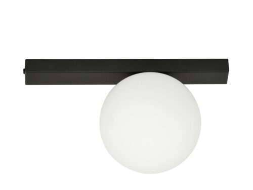 Plafondlamp Dulvora zwart Ø15 cm met minimalistisch design en witte glazen kap